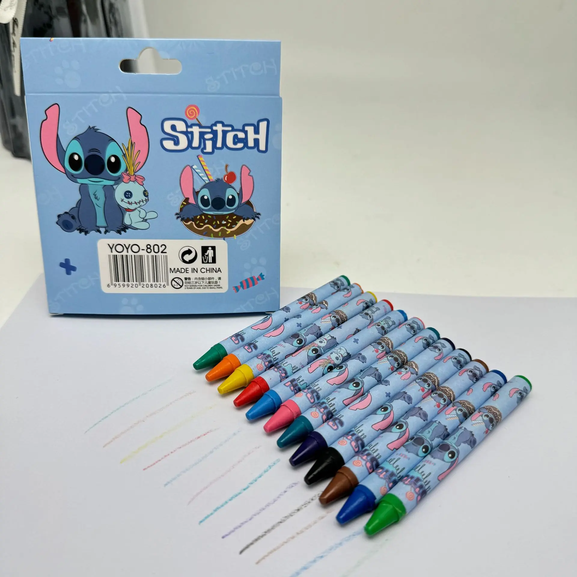 12pcs Stitch Paint Brush Set Kids Disney Anime Colour Pencil Art Painting Crayon Children Graffiti Pens Oil Painting Stick Gift