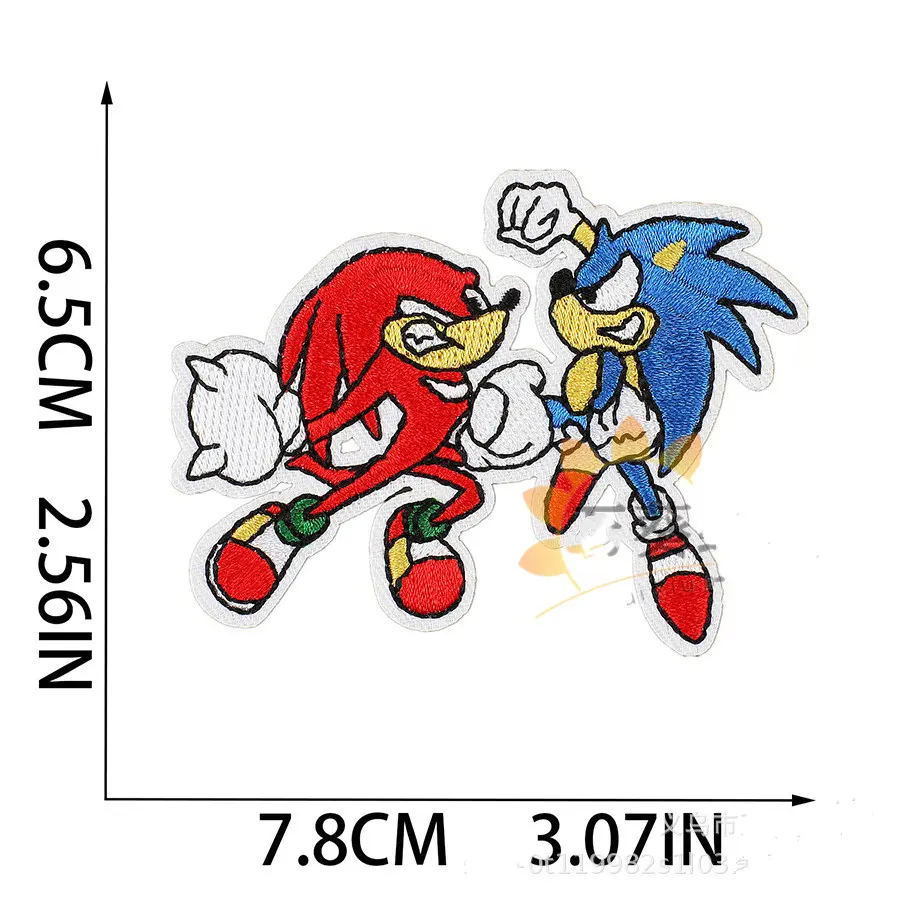 1pc Sonic Cloth Patch Cute Clothes Stickers Sew on Embroidery Patches Applique Iron on Clothing Cartoon DIY Garment Decor
