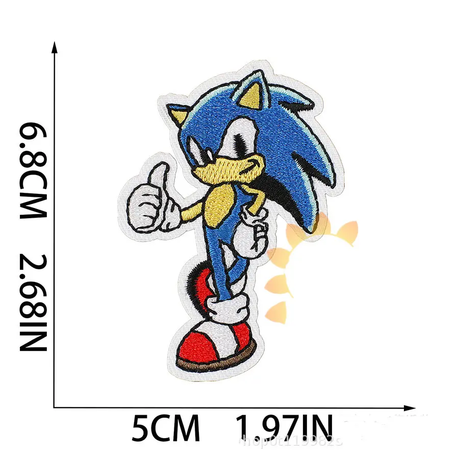 1pc Sonic Cloth Patch Cute Clothes Stickers Sew on Embroidery Patches Applique Iron on Clothing Cartoon DIY Garment Decor