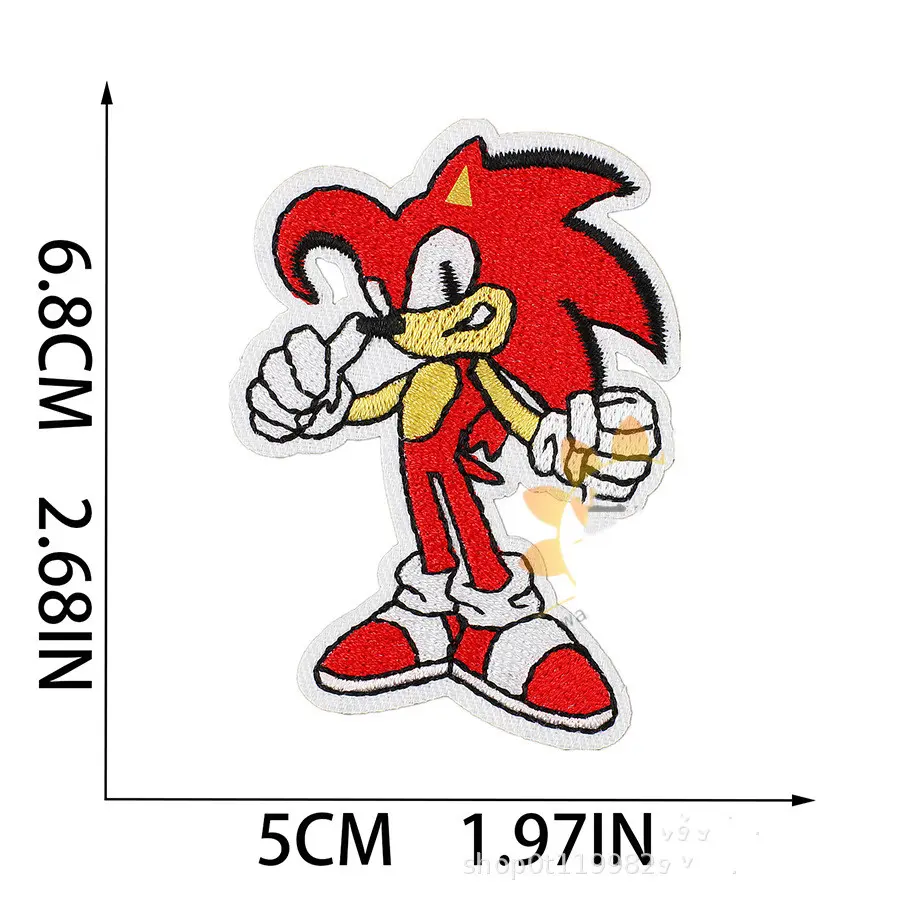 1pc Sonic Cloth Patch Cute Clothes Stickers Sew on Embroidery Patches Applique Iron on Clothing Cartoon DIY Garment Decor
