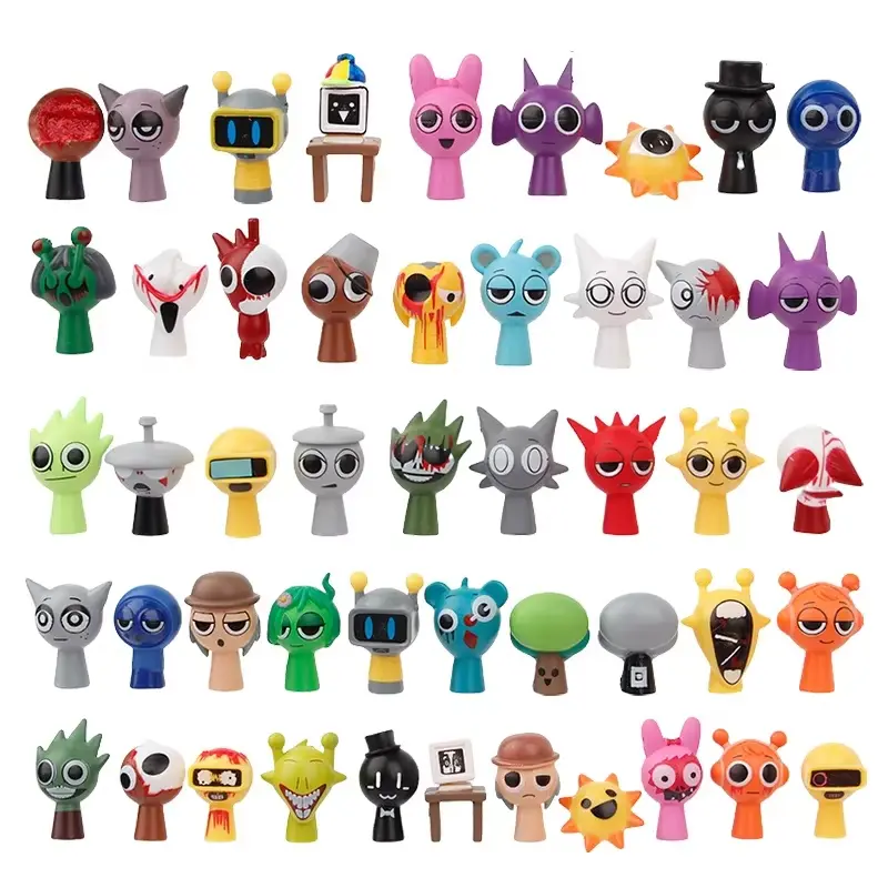 Hot 48pcs/Set Mini Sprunki Action Figure Toy Cartoon Movie Sprunki Wenda Model Doll Figurines Kids Gift