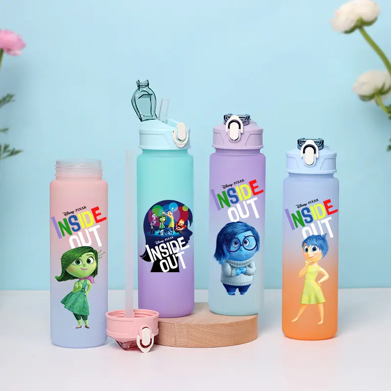 750ml Inside Out Outdoor Large Capacity Camping Drinking Water Tool Student Plastic Sports Water Bottle Gradient Straw Bottle