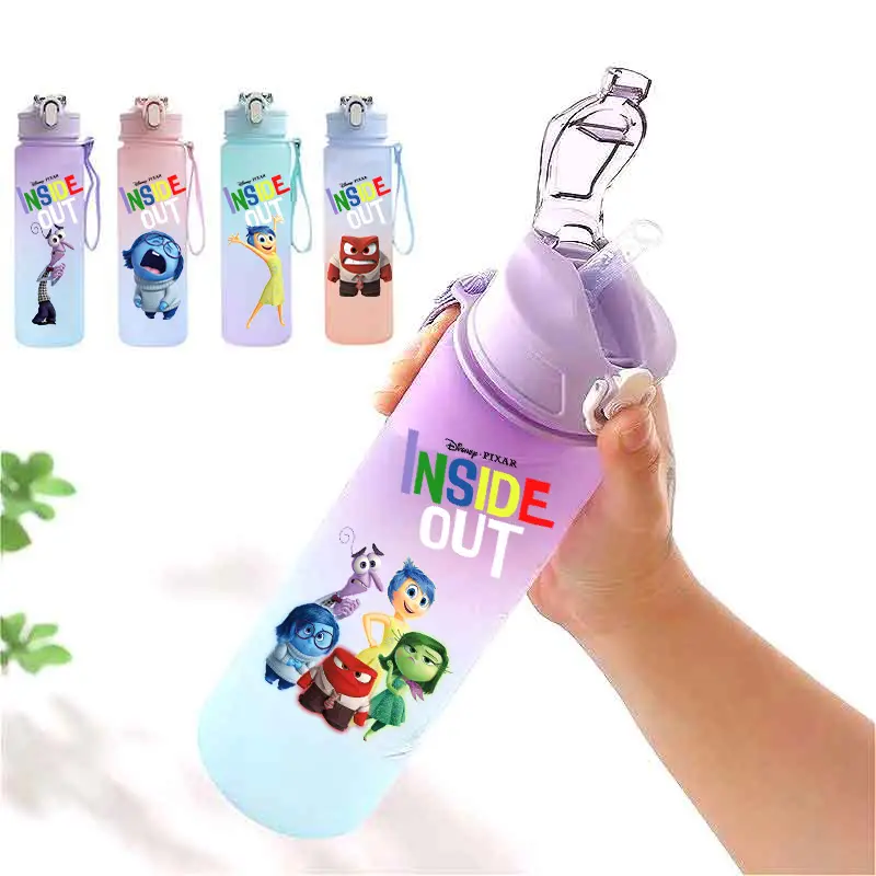 750ml Inside Out Outdoor Large Capacity Camping Drinking Water Tool Student Plastic Sports Water Bottle Gradient Straw Bottle