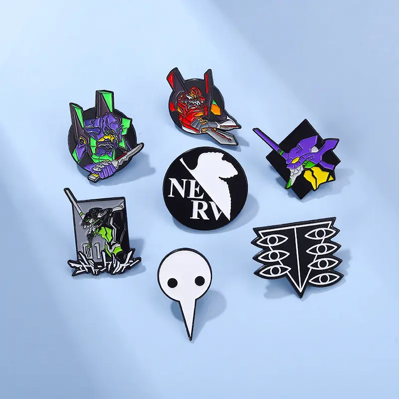 Neon Genesis Evangelion EVA 01 02  Enamel Pins Collect Nerv The Mecha Battle Logo Cartoon Brooch Backpack Collar Lapel Badges