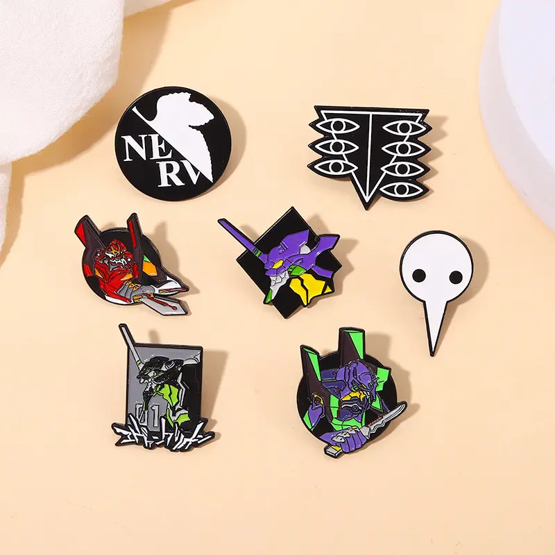 Neon Genesis Evangelion EVA 01 02  Enamel Pins Collect Nerv The Mecha Battle Logo Cartoon Brooch Backpack Collar Lapel Badges
