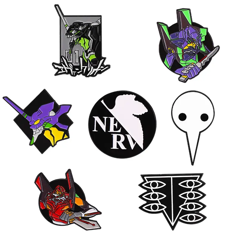 Neon Genesis Evangelion EVA 01 02  Enamel Pins Collect Nerv The Mecha Battle Logo Cartoon Brooch Backpack Collar Lapel Badges