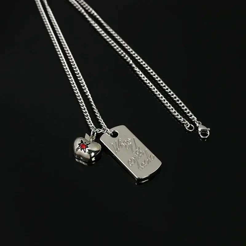 Love and Deepspace Caleb personalized creative game peripheral metal square necklace cartoon stainless steel clavicle chain gift