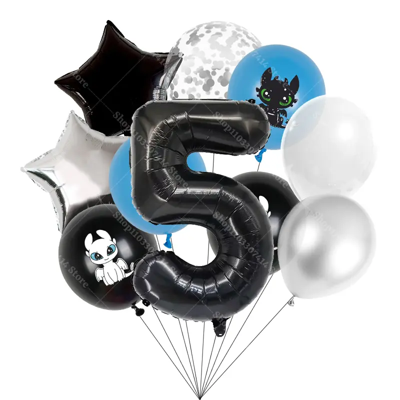 Anime Kawaii Toothless Number 1-10 Balloon Sets Kids Happy Birthday Party Supplies Latex Balloons Home Decor Accessories Gifts