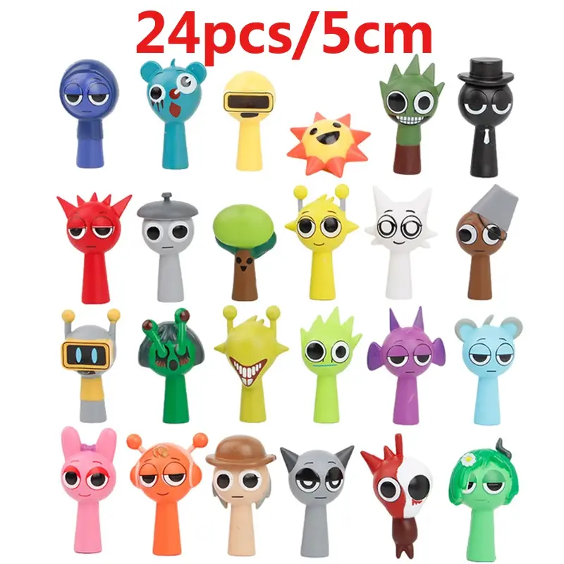 6/72pcs/set Mini Sprunki Action Figure Toy Cartoon Movie Sprunki Wenda Model Doll Figurines Kids Gifts Christmas Gift
