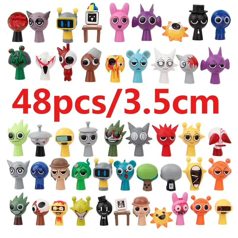 6/72pcs/set Mini Sprunki Action Figure Toy Cartoon Movie Sprunki Wenda Model Doll Figurines Kids Gifts Christmas Gift
