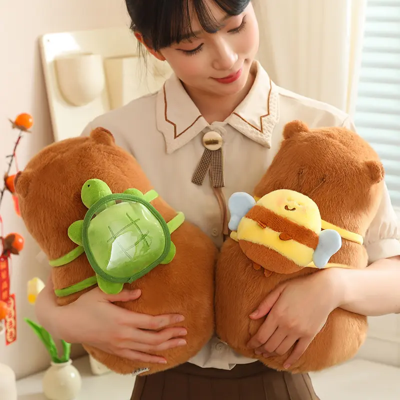 Kawaii Transform Backpack Capybara Plush Doll Pillow Pentant Turtle Shell Oyster Bee Capybara Plush Toy Gift For Boys And Girls