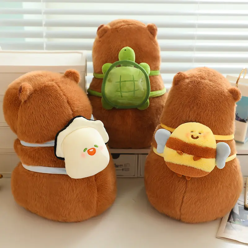 Kawaii Transform Backpack Capybara Plush Doll Pillow Pentant Turtle Shell Oyster Bee Capybara Plush Toy Gift For Boys And Girls