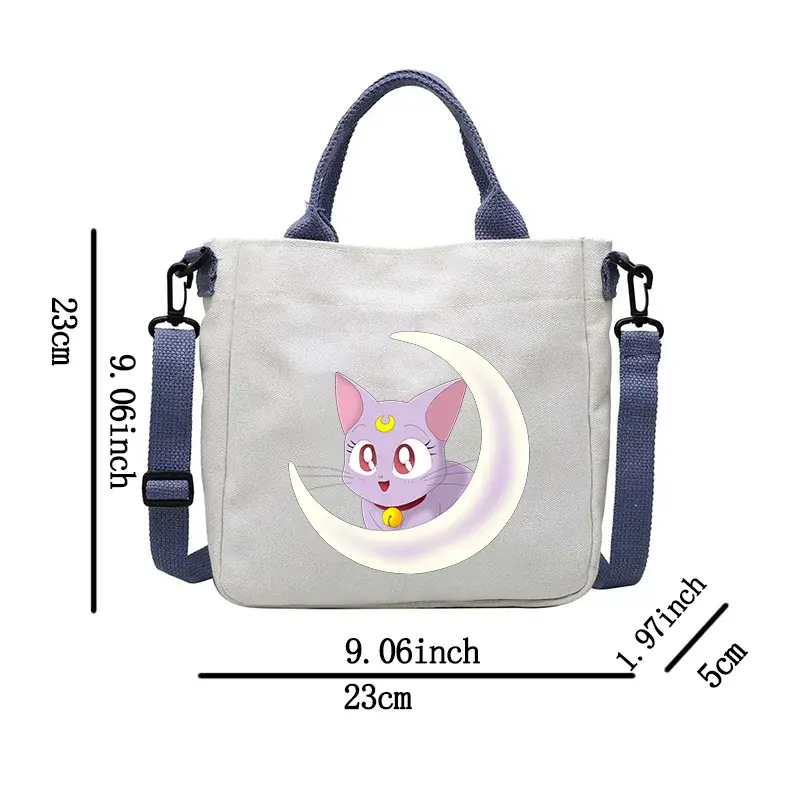 Sailor Moon Crossbody Bags Shoulder Bag Canvas Student Carrying Satchel Girl Cartoons Print Large Capacity Totes Package Gifts
