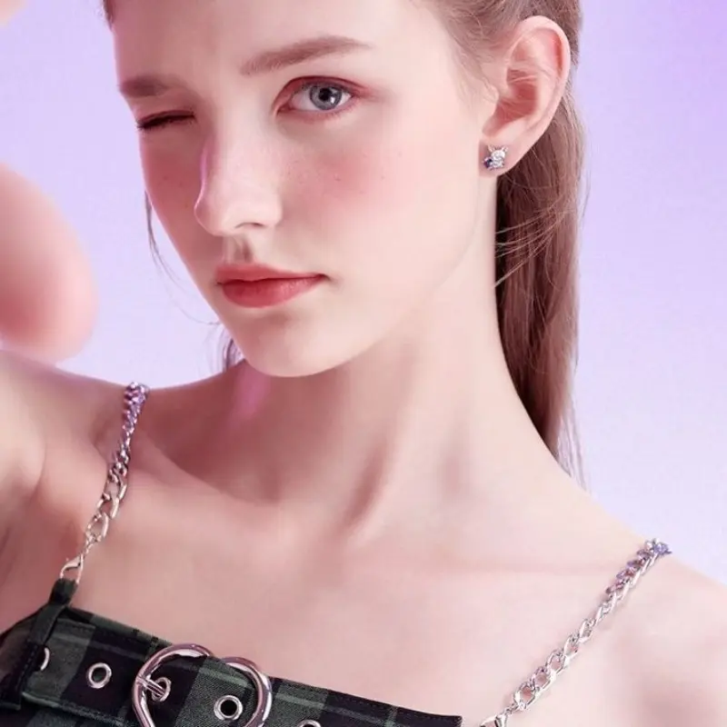 Sanrio Kuromi 925 Silver Earrings High-end Niche Designs Beautiful Sweet Anti-allergic Earrings Beauty Birthday Gifts Jewelry