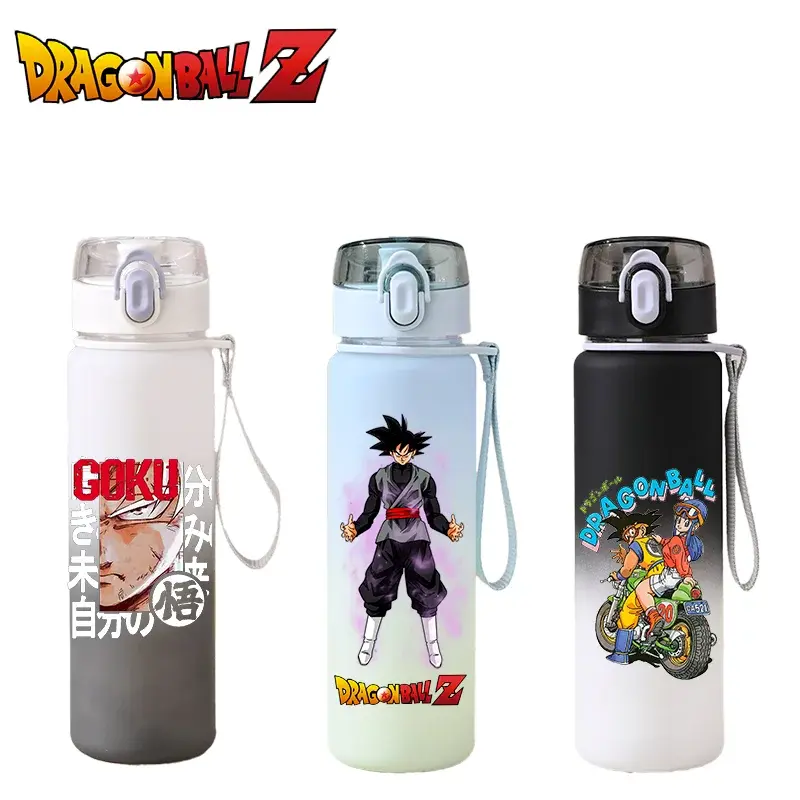 550ml Dragon Ball Water Bottle Large Capacity Portable Outdoor Sports Childrens Water Cup Gifts Son Goku Saiyan Graduated flask