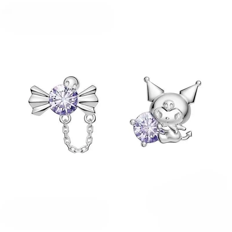 Sanrio Kuromi 925 Silver Earrings High-end Niche Designs Beautiful Sweet Anti-allergic Earrings Beauty Birthday Gifts Jewelry