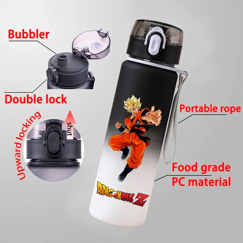 550ml Dragon Ball Water Bottle Large Capacity Portable Outdoor Sports Childrens Water Cup Gifts Son Goku Saiyan Graduated flask
