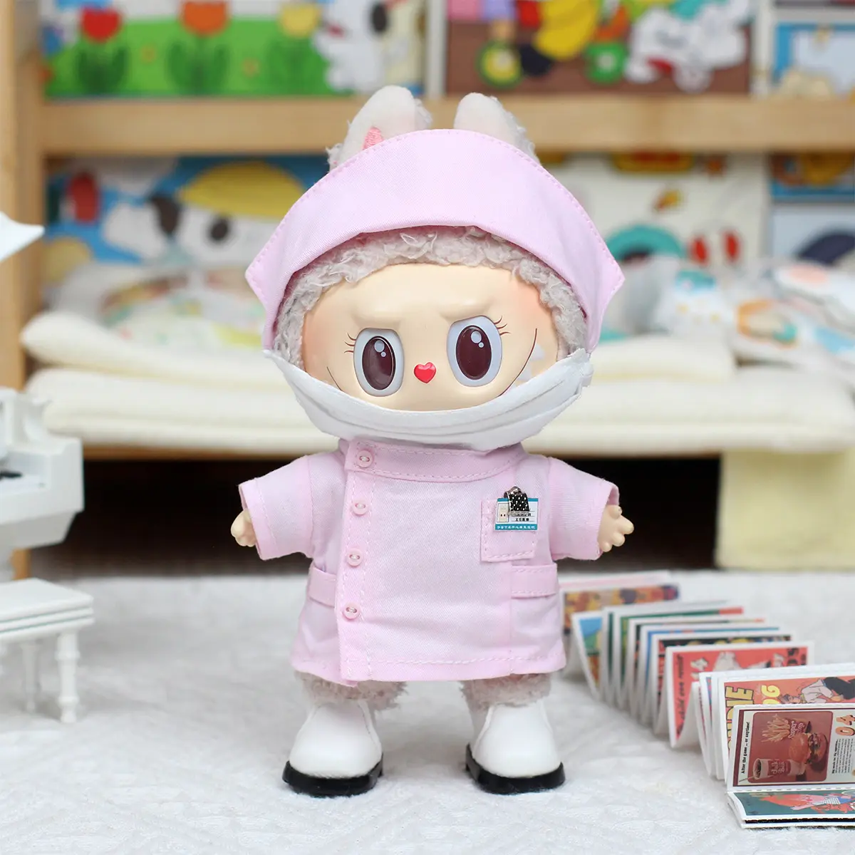 For 17cm Vinyl  Labuabu Clothes Doctor Uniform Set Nurse clothing gift