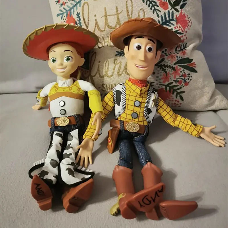 Story 3 4 Talking Woody Jessie Buzz Action Figures Real Cloth Body Doll Model Toys Voice Doll Collection Desk Ornament
