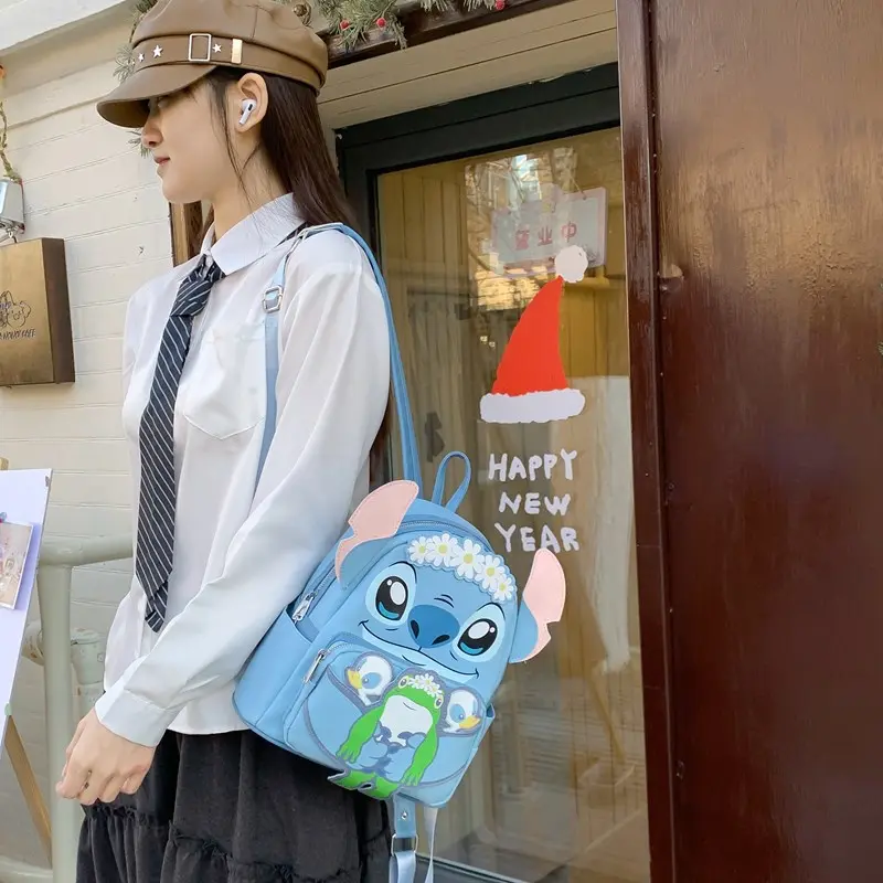 Cartoon Stitch Backpack Anime Cute 3D Large-Capacity School Bag Fashion High Quality Trend Casual Children Backpack Girl Gift