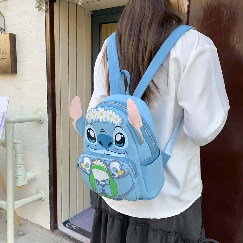 Cartoon Stitch Backpack Anime Cute 3D Large-Capacity School Bag Fashion High Quality Trend Casual Children Backpack Girl Gift