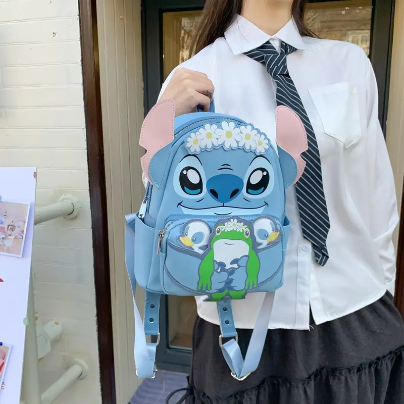 Cartoon Stitch Backpack Anime Cute 3D Large-Capacity School Bag Fashion High Quality Trend Casual Children Backpack Girl Gift