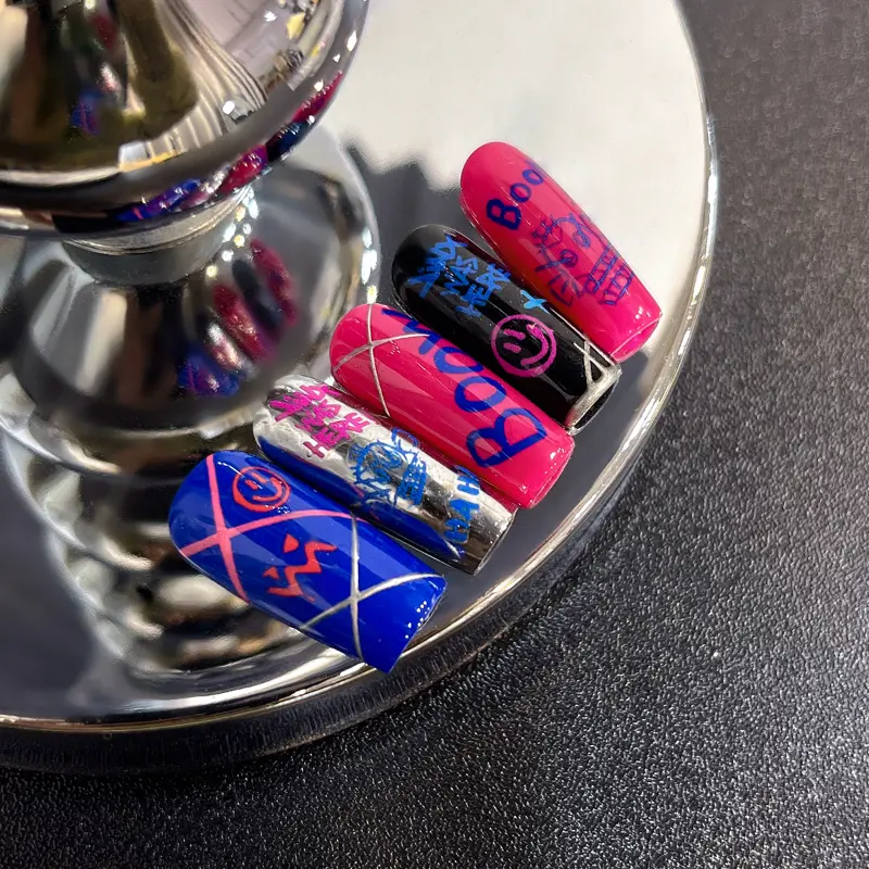 Arcane Nail Art Sticker Self Adhesive Jinx Anime Graffiti Decals Nail Art Decoration Women DIY Manicure Accessories Decal Gift