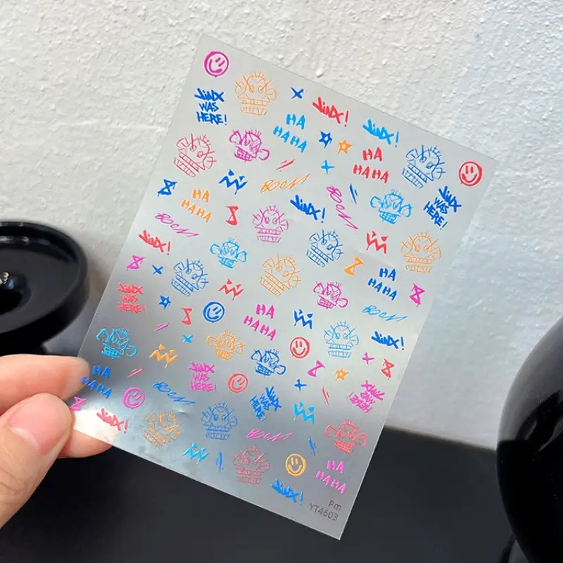Arcane Nail Art Sticker Self Adhesive Jinx Anime Graffiti Decals Nail Art Decoration Women DIY Manicure Accessories Decal Gift