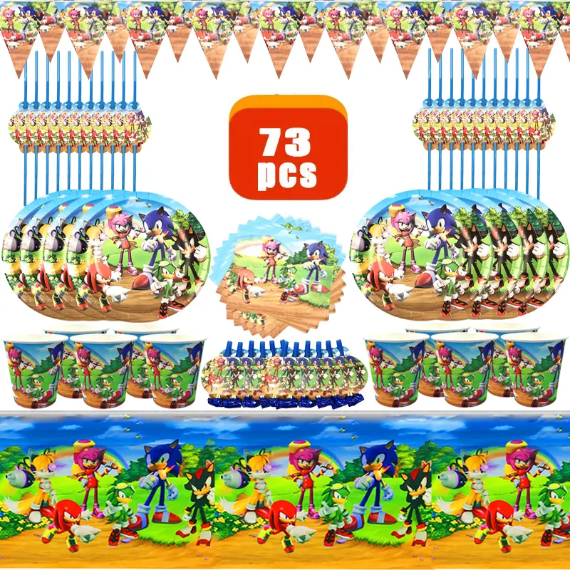 Sonic Birthday Decoration Hedgehog Figure Party Supplies Foil Balloons Noise Makers Tableware Plate Napkin Baby Shower Supplies