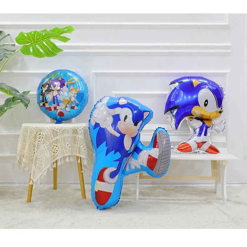 Sonic Birthday Decoration Hedgehog Figure Party Supplies Foil Balloons Noise Makers Tableware Plate Napkin Baby Shower Supplies