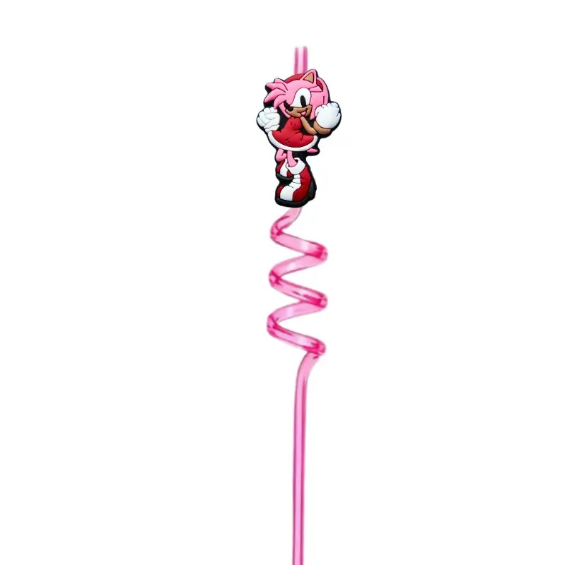 8pcs New Sonics Fashion Drinking Straws Reusable Straw Birthday Party Decoration Baby Shower Anime Cartoon Party Supplies Toy