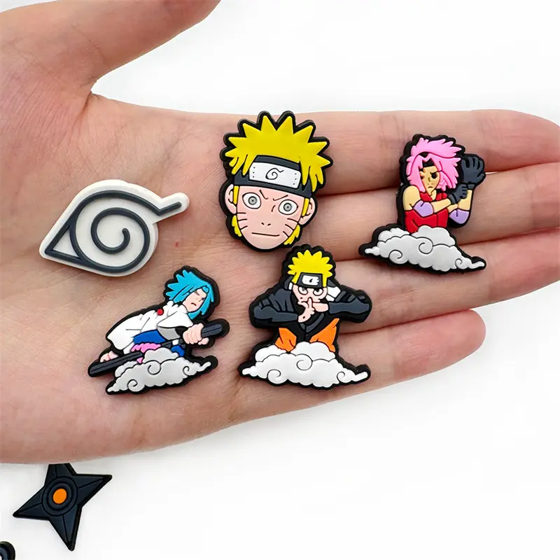 14pcs Naruto Decoration Anime Shoe Charms Cute Sandals Shoes Accessories Kawaii PVC Badges DIY For Children Christmas Gifts
