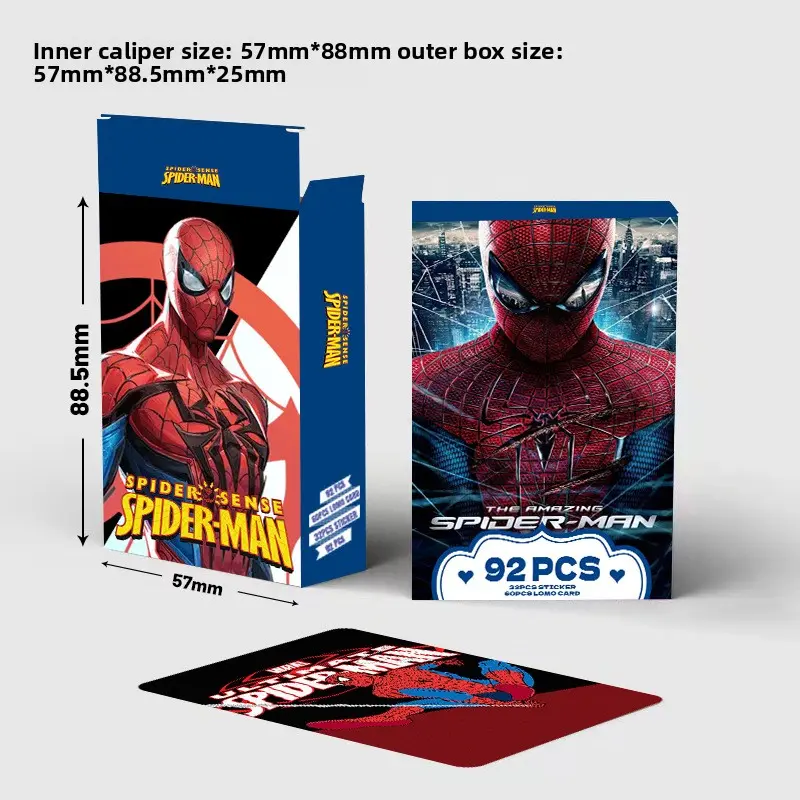 Spider Man HD photo card anime peripheral box collection card greeting card sticker 92pcs LOMO card