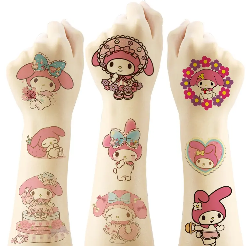 4Pcs Sanrio My Melody Theme Tattoo Stickers Temporary Tattoos for Kid Birthday Party Supplies Favors Tattoos Stickers Decoration