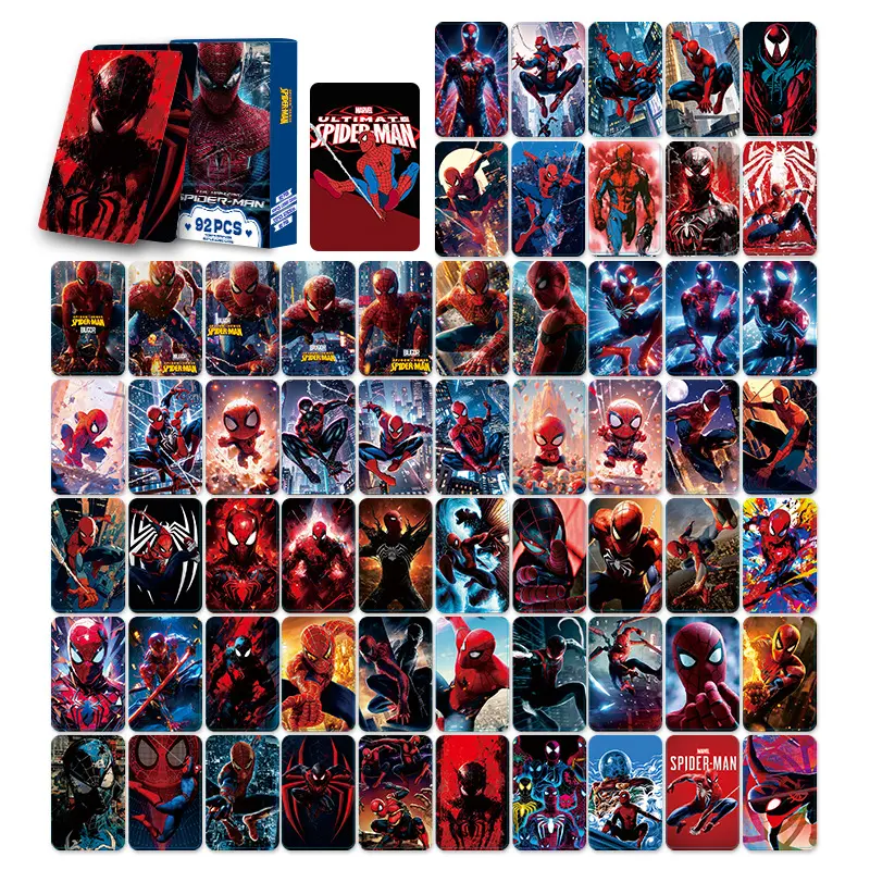 Spider Man HD photo card anime peripheral box collection card greeting card sticker 92pcs LOMO card