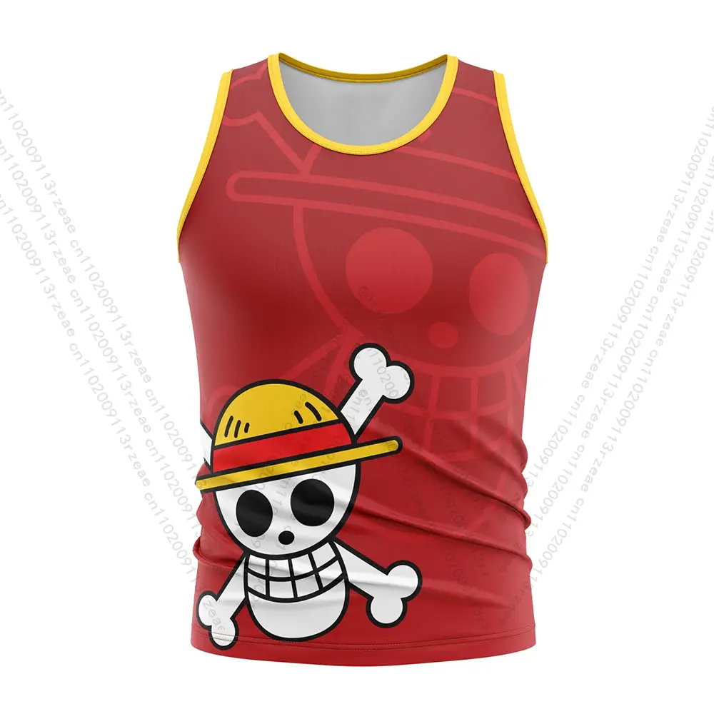 Luffy Straw Hats One Piece Anime Tank Top Men's Cosplay Luffy Y2K Print Gym T-shirt Casual Breathable Sports Kid Basketball Vest