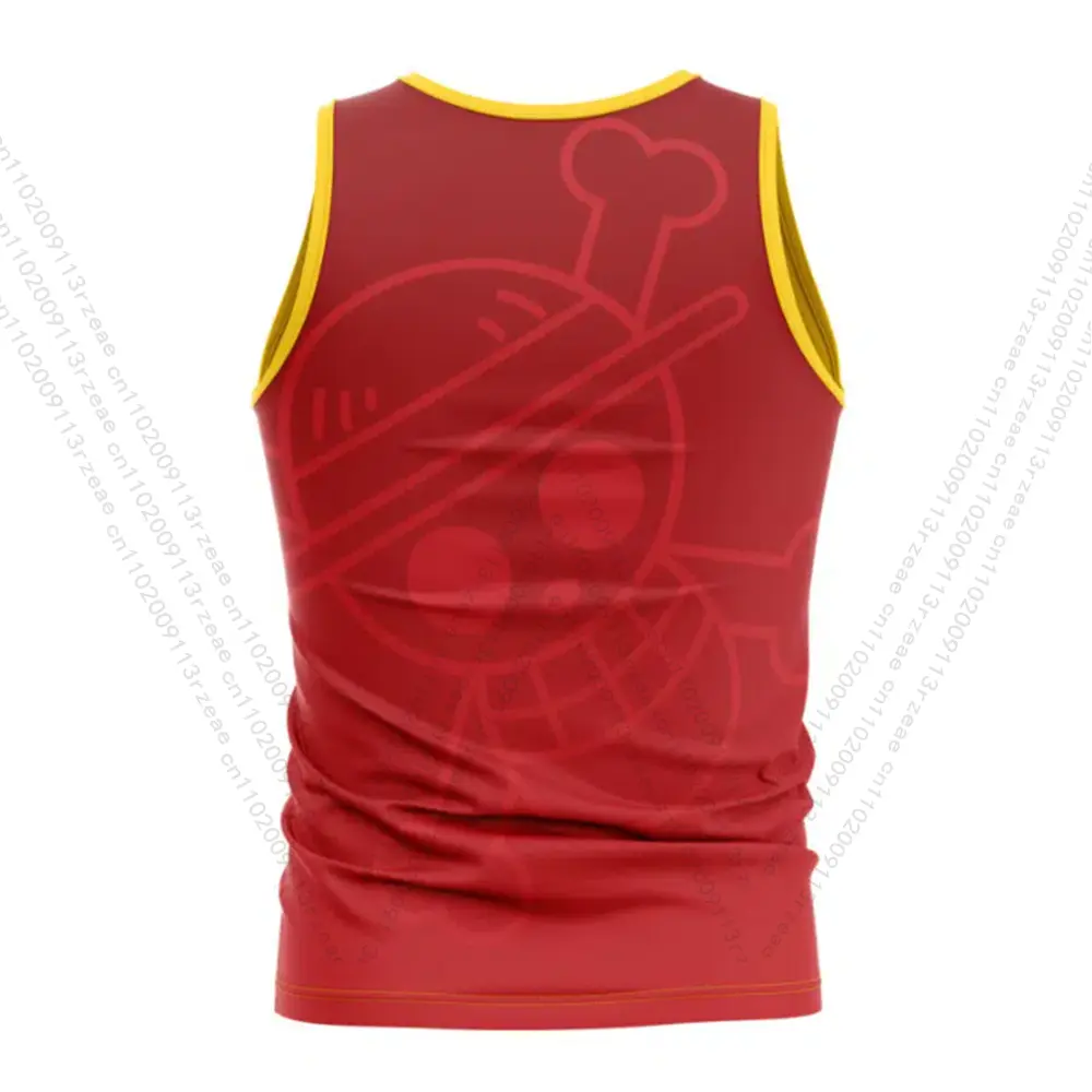Luffy Straw Hats One Piece Anime Tank Top Men's Cosplay Luffy Y2K Print Gym T-shirt Casual Breathable Sports Kid Basketball Vest