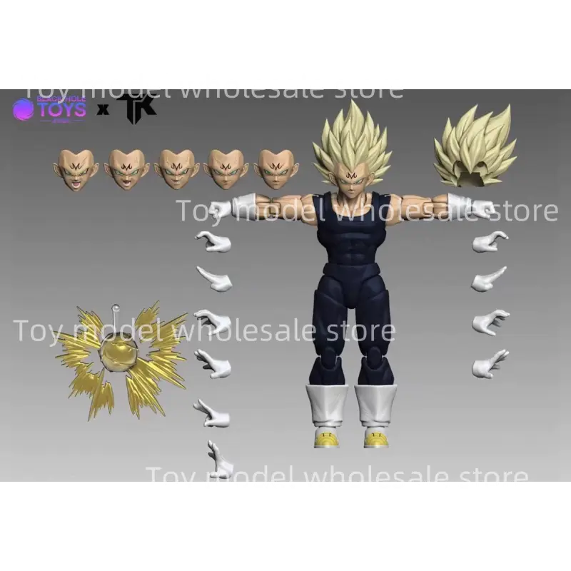 Black Hole Toys & TK Dragon Ball Z SHF Super Saiyan SSJ Majin Vegeta Battle Damage Vegeta Anime Action Figures Models Collector