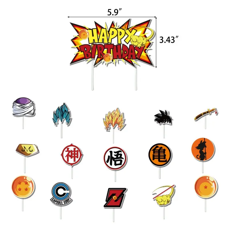 Dragon Ball Cake Topper Children Birthday Party Decoration Banner CupCake Flag Photo Background for Baby Shower Supplies Gifts