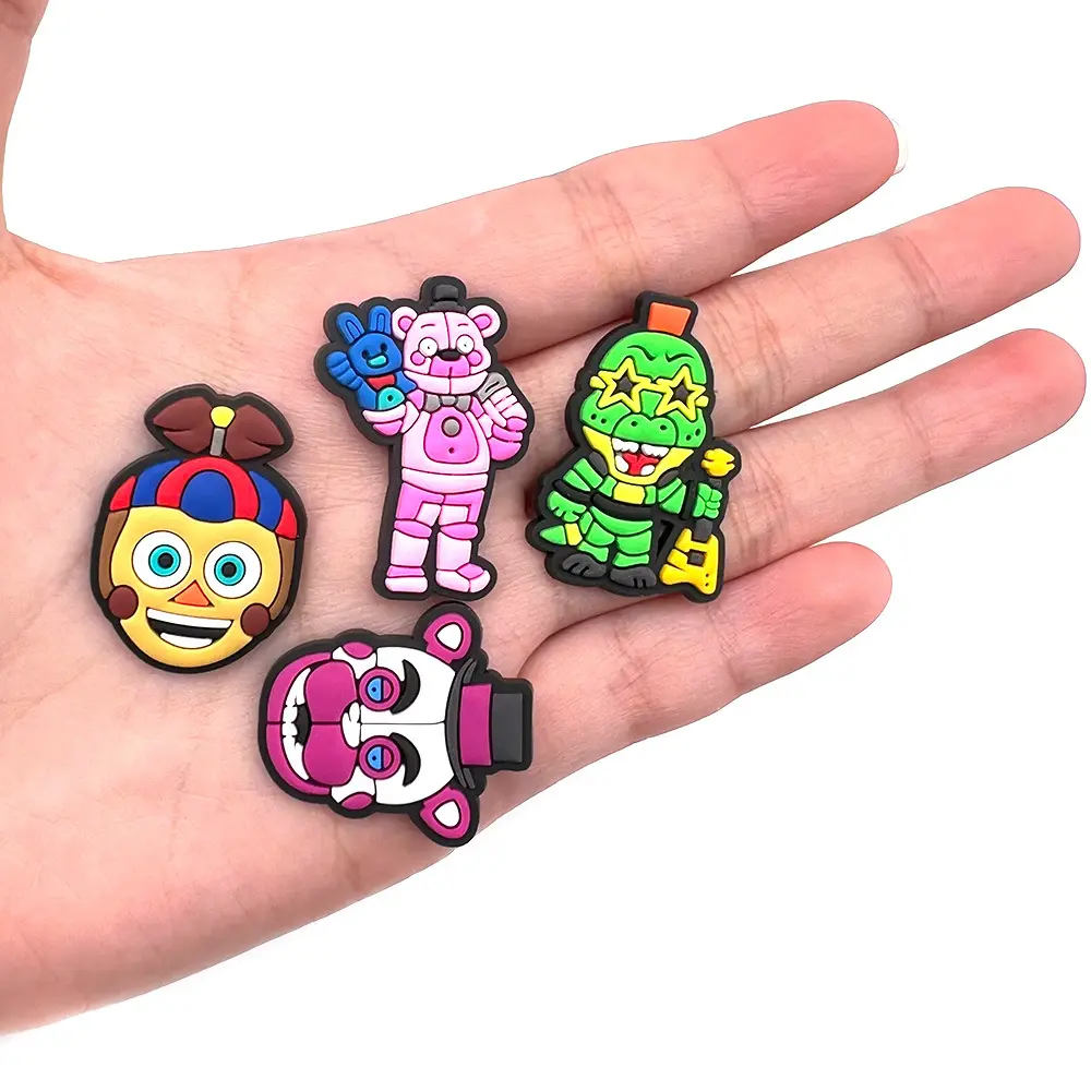 25Pcs Cartoon Five Night's At Freddy Shoe Charms for Clogs Bubble Slides Sandals Accessories PVC Shoe Decorations Buckle for Kid