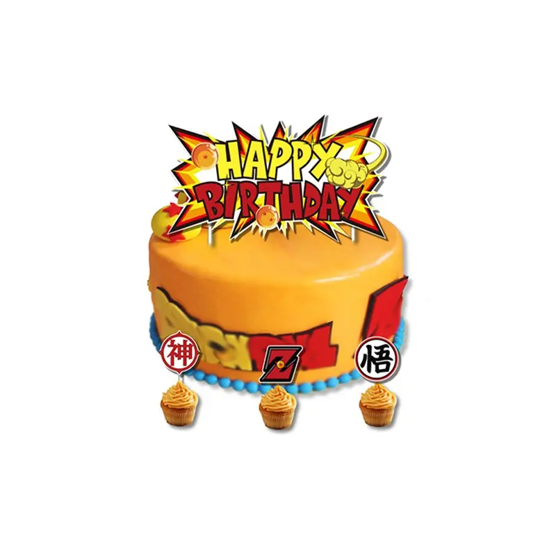 Dragon Ball Cake Topper Children Birthday Party Decoration Banner CupCake Flag Photo Background for Baby Shower Supplies Gifts