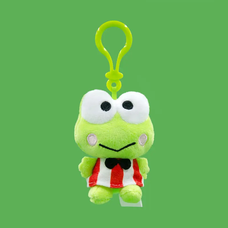 8CM cartoon Kerokero keroppi short plush doll keychain PP cotton stuffed doll school bag pendant decoration gift
