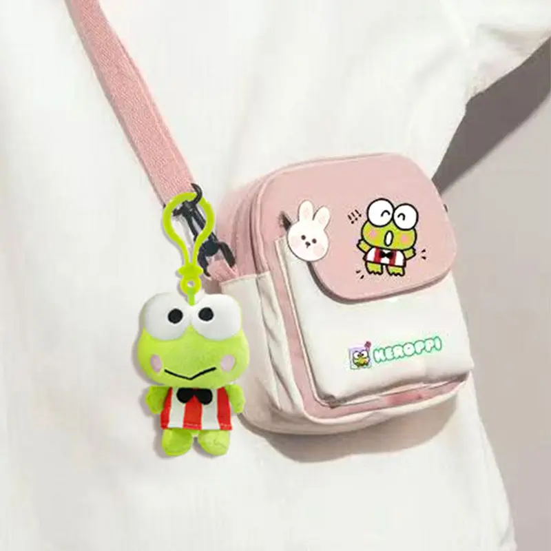 8CM cartoon Kerokero keroppi short plush doll keychain PP cotton stuffed doll school bag pendant decoration gift