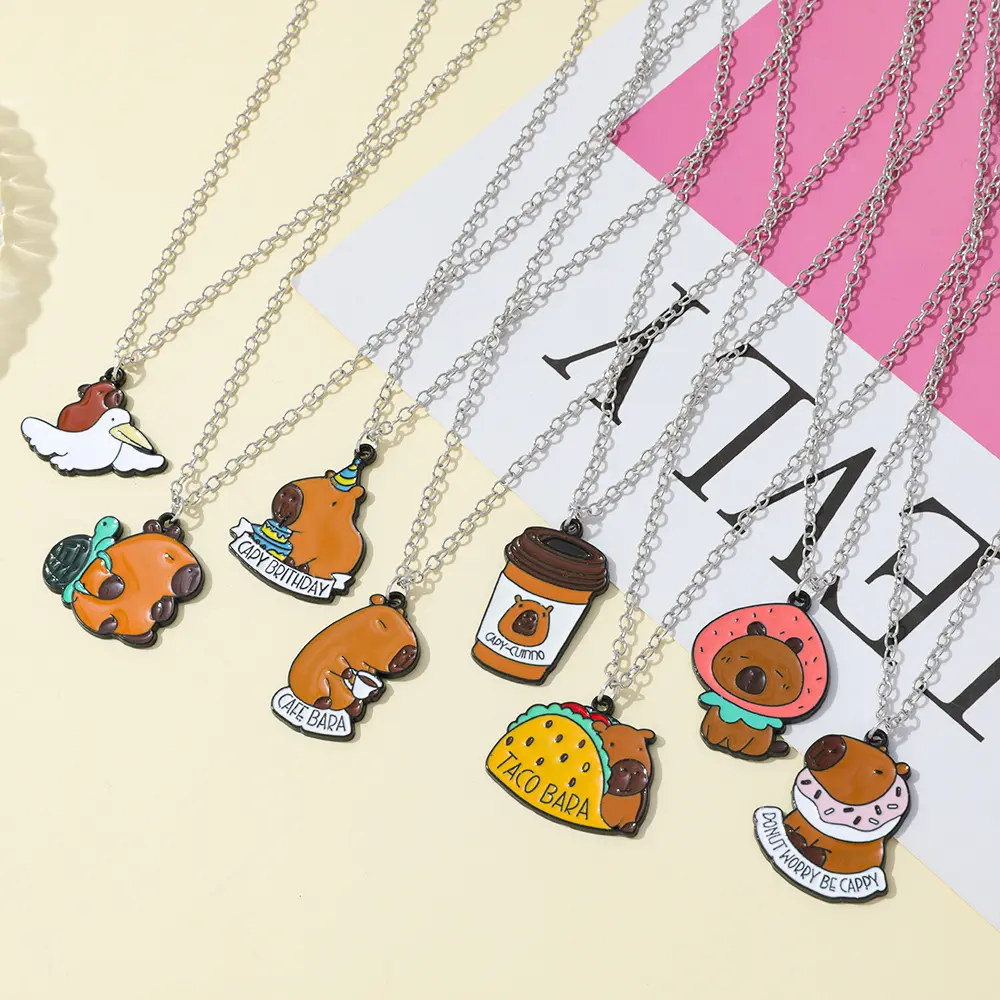 Capybara Charm Necklace - Cute Rodent Pendant, Kawaii Animal for Nature Lovers, Minimalist Gift for Her