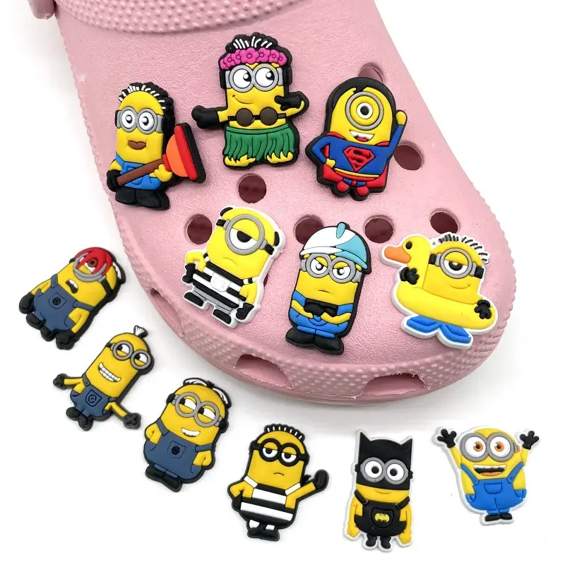 12PCS Minions Theme Pattern DIY Shoe Buckle Clogs Cartoon Beautiful Sandals Ornament Unisex Kids Party Birthday Gift Toy