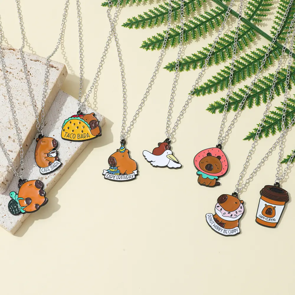 Capybara Charm Necklace - Cute Rodent Pendant, Kawaii Animal for Nature Lovers, Minimalist Gift for Her