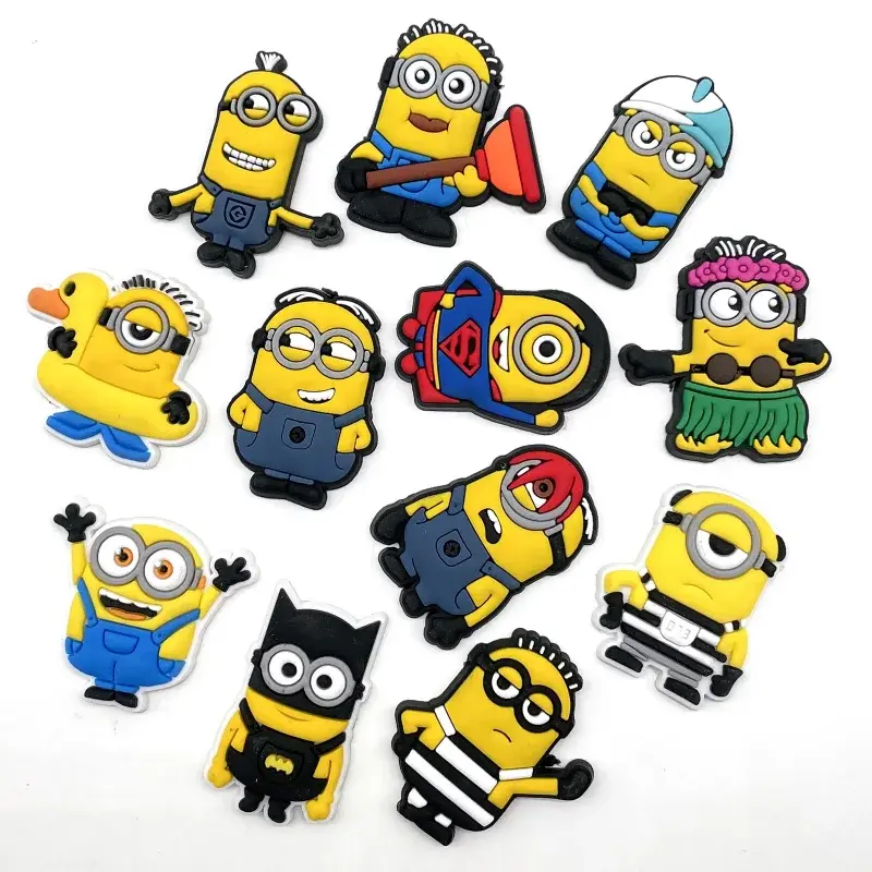12PCS Minions Theme Pattern DIY Shoe Buckle Clogs Cartoon Beautiful Sandals Ornament Unisex Kids Party Birthday Gift Toy