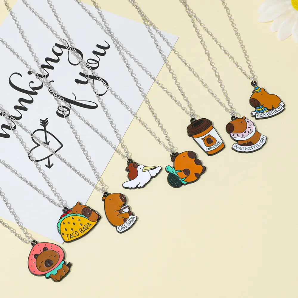 Capybara Charm Necklace - Cute Rodent Pendant, Kawaii Animal for Nature Lovers, Minimalist Gift for Her