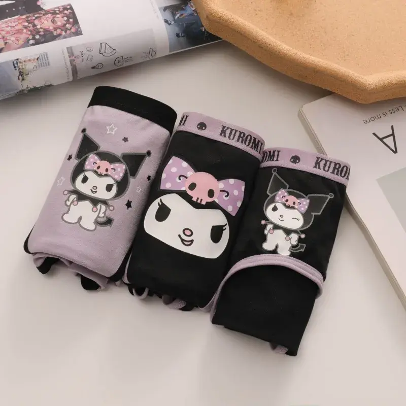 New Sanrio Cartoon Kuromi Cute and Sweet Girls Comfortable, Soft, Cotton Breathable Seamless Mid-waist Antibacterial Panties