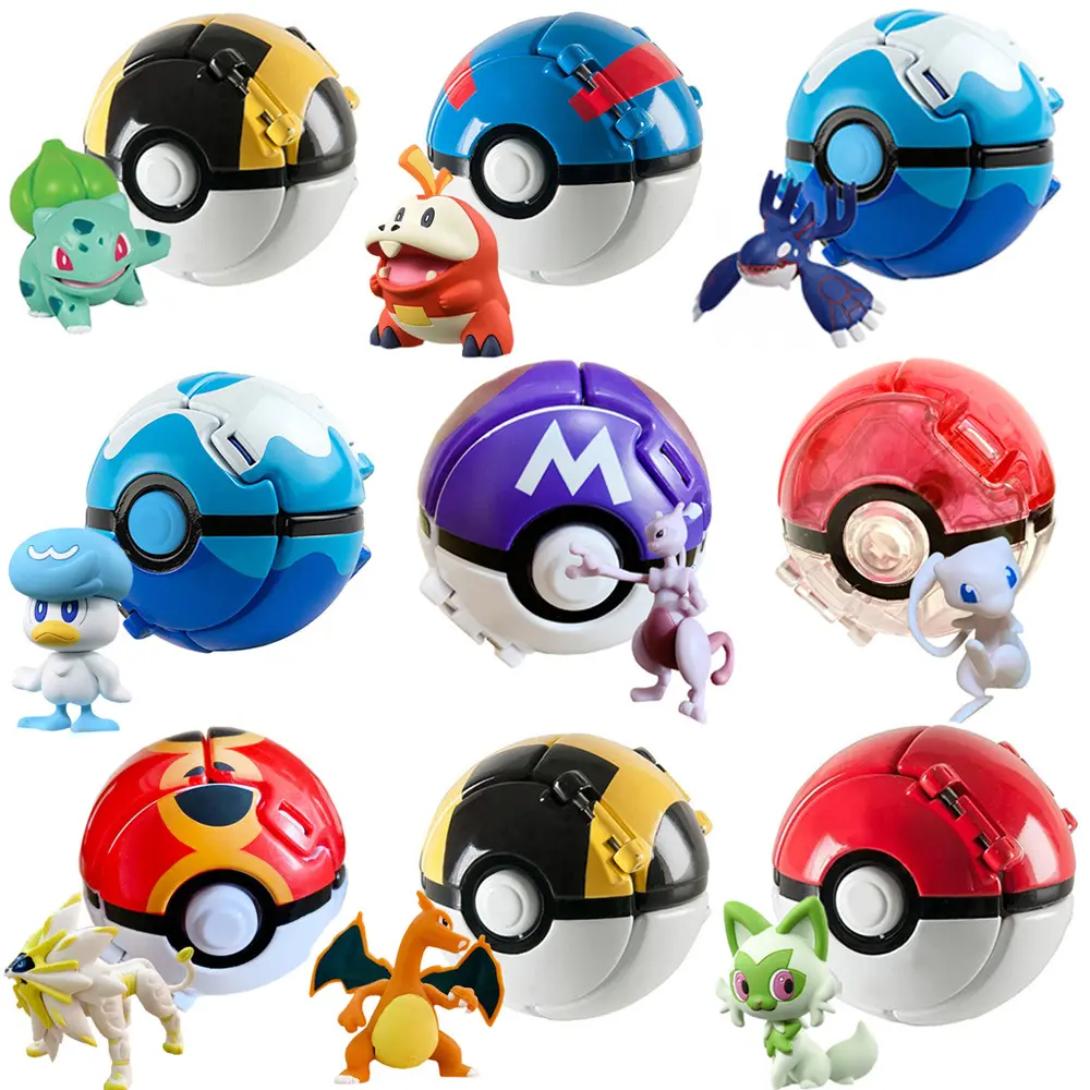 Pokeball Pokemon Figurine Elf Ball Anime Figure Cartoons Pikachu Charizard Pocket Monster Pet Anime Action Model Toy Kids Gifts
